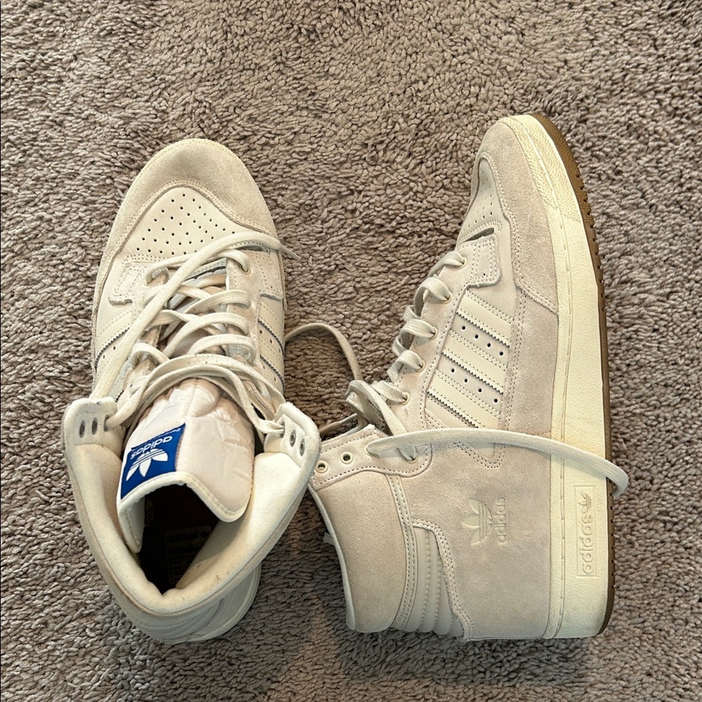 Adidas Cream High-Top Sneakers size 12 suede